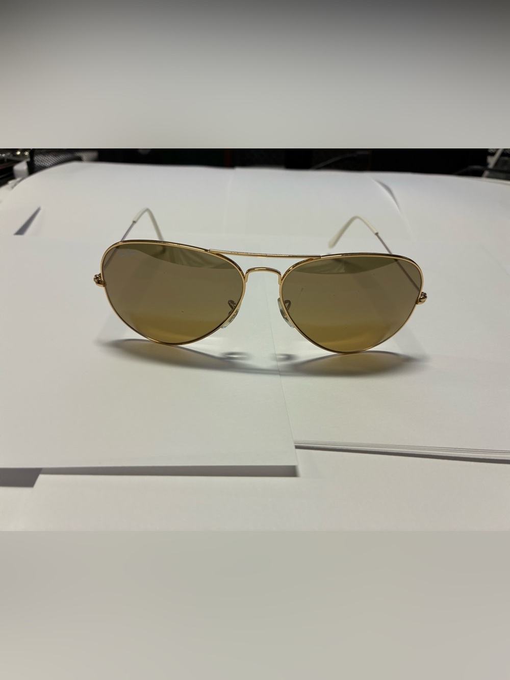 Ray-Ban Gold Aviator Sunglasses with Brown Lenses 62-14 made in Italy